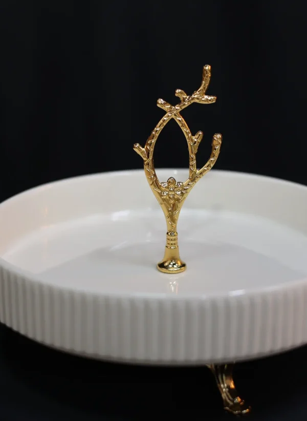 Gold Beyaz Porselen Yuvarlak Sunum Tabağı